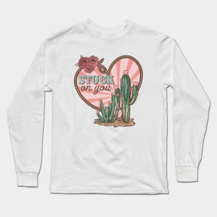 Stuck on You, Western Valentines Day Long Sleeve T-Shirt